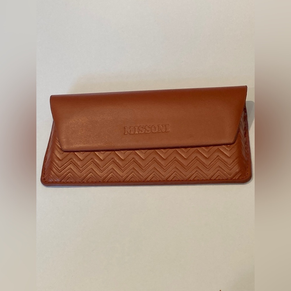 Missoni Glasses Sunglasses Case Brown Chevron w/ Magnetic Closure Cleaning Cloth - Picture 1 of 11